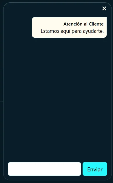 Dendera Casino ventana de chat en vivo con atención al cliente